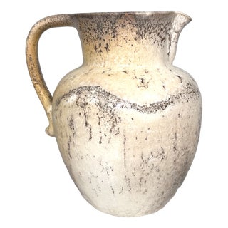 Handmade Beige-Yellow Crackle Glazed Ceramic Art Jug by Richard Uhlemeyer, Germany, 1970s For Sale