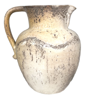 Handmade Beige-Yellow Crackle Glazed Ceramic Art Jug by Richard Uhlemeyer, Germany, 1970s
