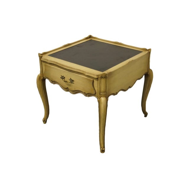 JOHN A COLBY & Sons French Provincial Pickled Wood 25" Square Accent End Table 24" High 25.5" Wide 25.5" Deep We...