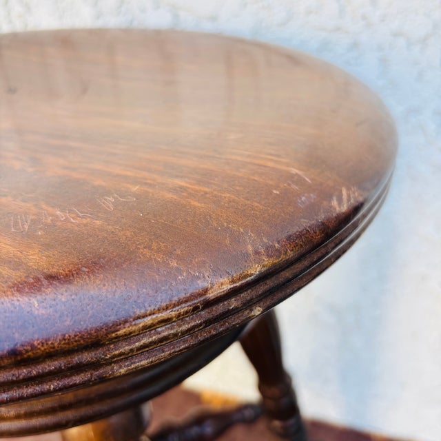 Brown Antique Oak Swivel Piano Stool With Glass Ball Claw Feet, Circa 1900 For Sale - Image 8 of 18
