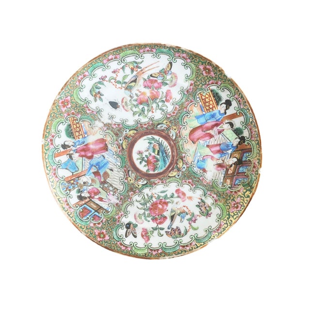 19th Century 19th Century Chinese Export Porcelain Rose Medallion Plate 8" For Sale - Image 5 of 10