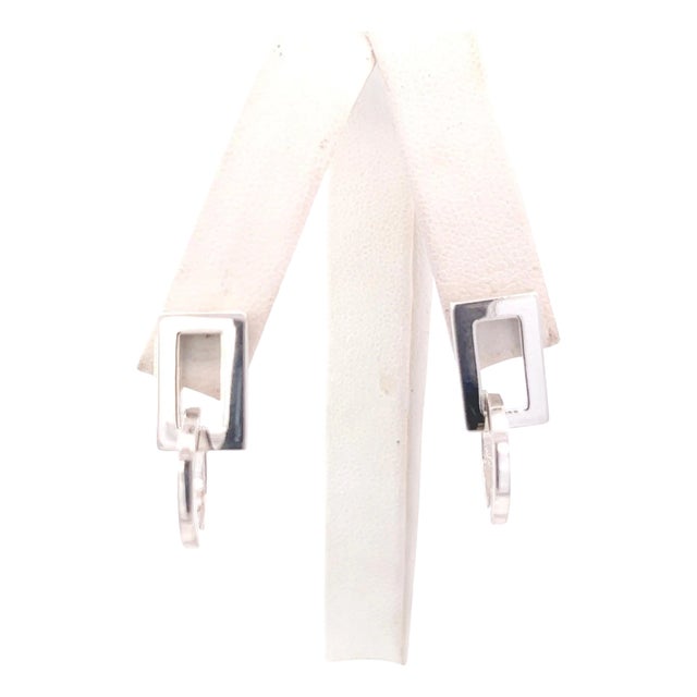 Late 20th Century Gucci Estate Pierced Earrings Sterling Silver 7.73 Grams, A Pair For Sale