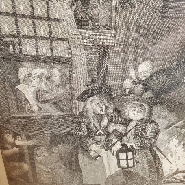 18th Century William Hogarth Four Times of Day Engravings - Set of 3 Framed Prints For Sale In Baltimore - Image 6 of 17