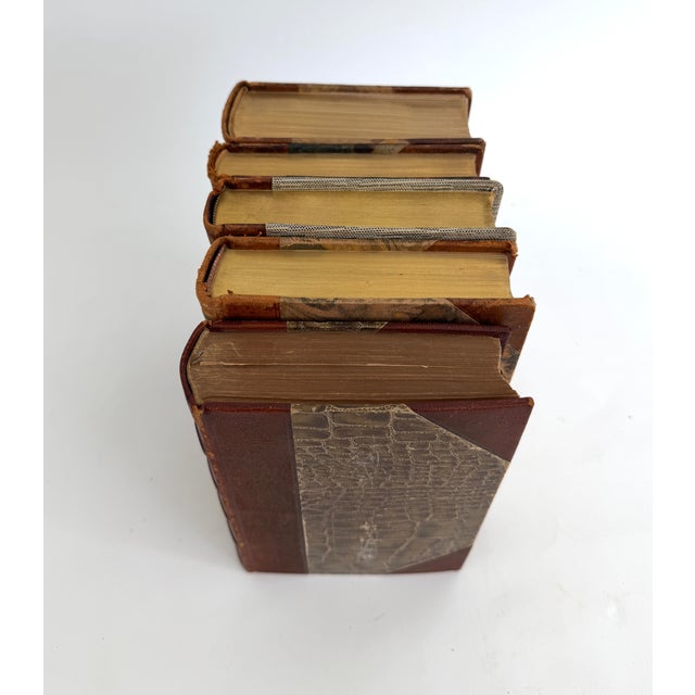 Traditional Antique Swedish Leather Bound Books - Set of 5 For Sale - Image 3 of 5