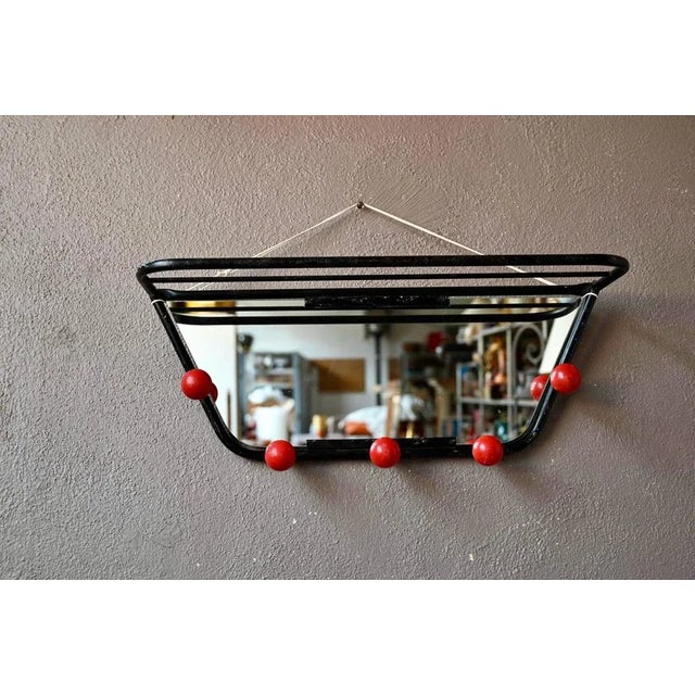 Vintage Mirror with Built-In Coat Rack, 1950s For Sale - Image 6 of 6