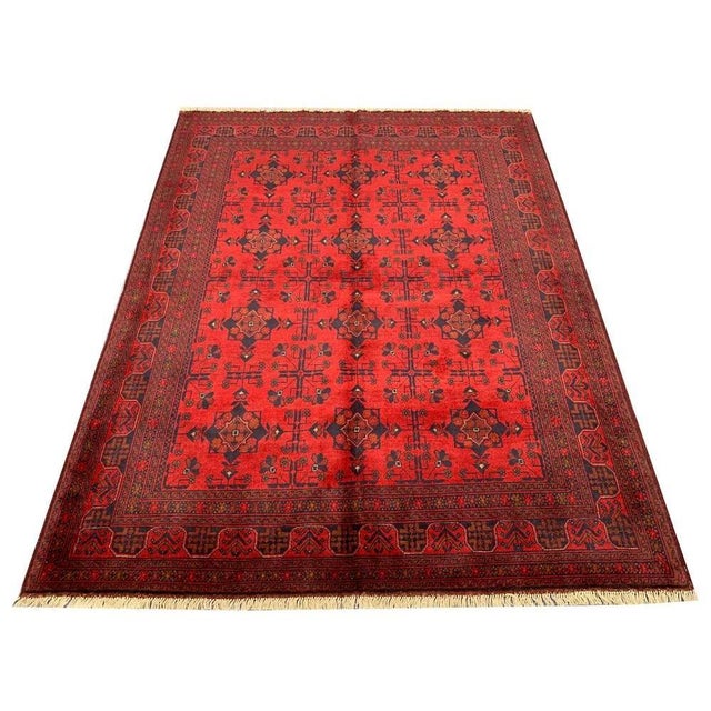Islamic Fine Quality Hand Knotted Afghan Khal Mohammadi Wool Area Rug 7.6 X 5.11 Ft For Sale - Image 3 of 14