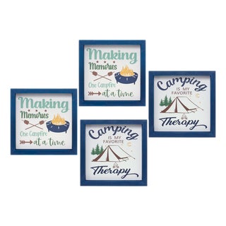 Wood Framed Camping Sentiment Sign (Set of 4) For Sale