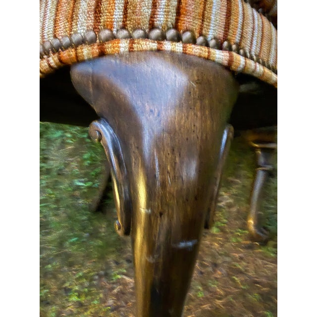 Orange Fun Vintage Striped Velvet Upholstered Armchair For Sale - Image 8 of 10