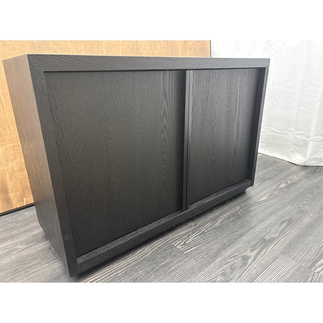 Rh Restoration Hardware Bezier Sideboard – 48" 2-Door Black Oak / Bronze | American White Oak | Designed by the Van Thiels For Sale - Image 17 of 18