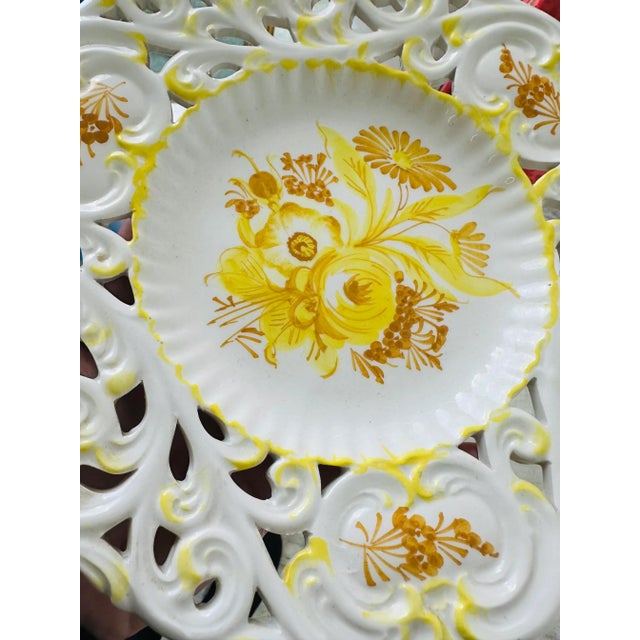 Italian Hand Painted Italian Reticulated Plates, Set of Three For Sale - Image 3 of 6