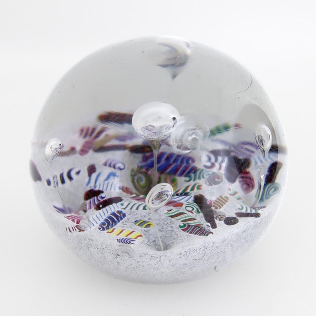 Paul Ysart Attributed Harlequin White Ground/Polychrome Twist Glass Paperweight For Sale In Philadelphia - Image 6 of 15