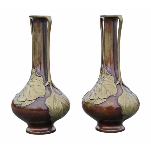 Large Antique Japanese Meiji Metal Vases, 1910, Set of 2 For Sale - Image 10 of 10