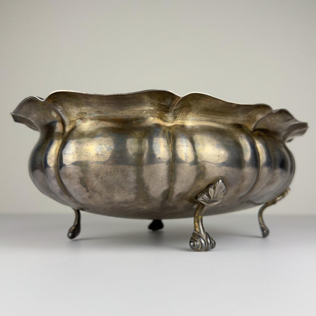 Vintage Silver Plated Bread Basket or Fruit Dish made in Italy in the 1950s. The silver serving bowl has the original...