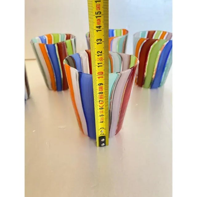 Lively Murano glass set of glasses made with "canne". each one is different fron another all made in itakly, made in...