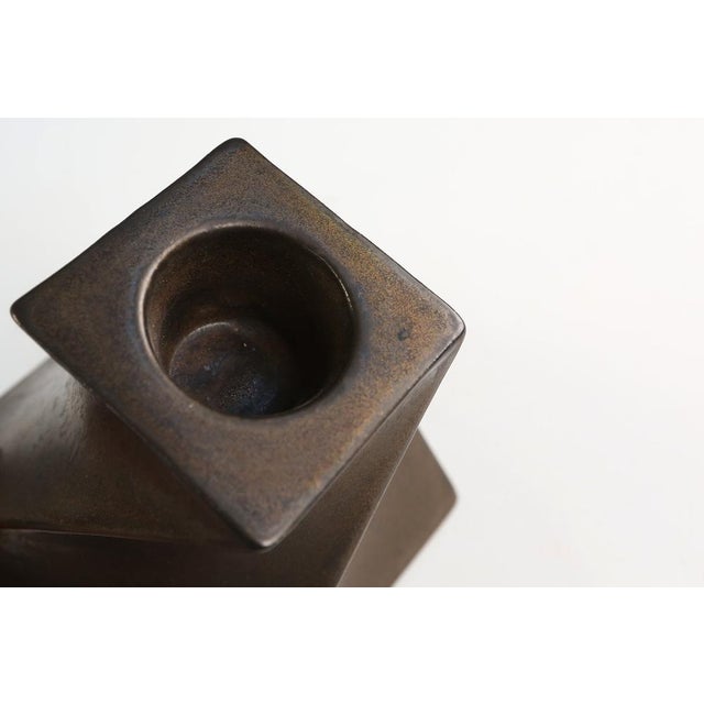 Mid-Century Modern Bronze Candleholder in Ceramic from Jan Van Der Vaart, the Netherlands, 1978 For Sale - Image 3 of 9