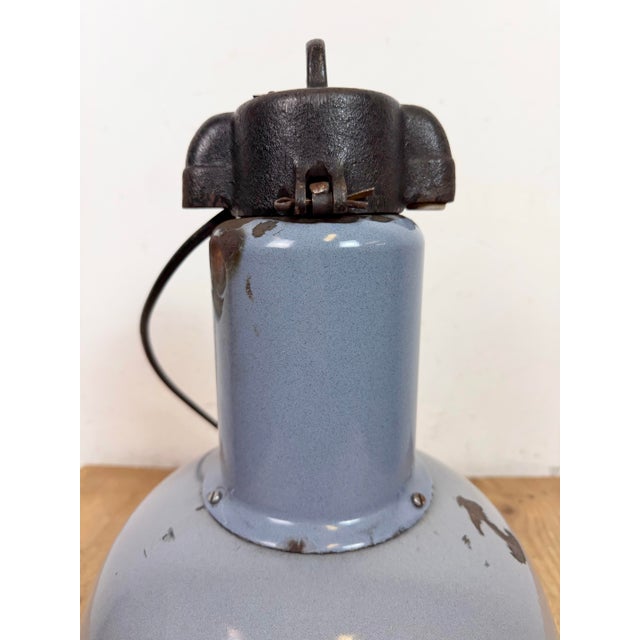 Bauhaus Industrial Grey Enamel Pendant Lamp from Elektrosvit, 1930s For Sale - Image 13 of 18