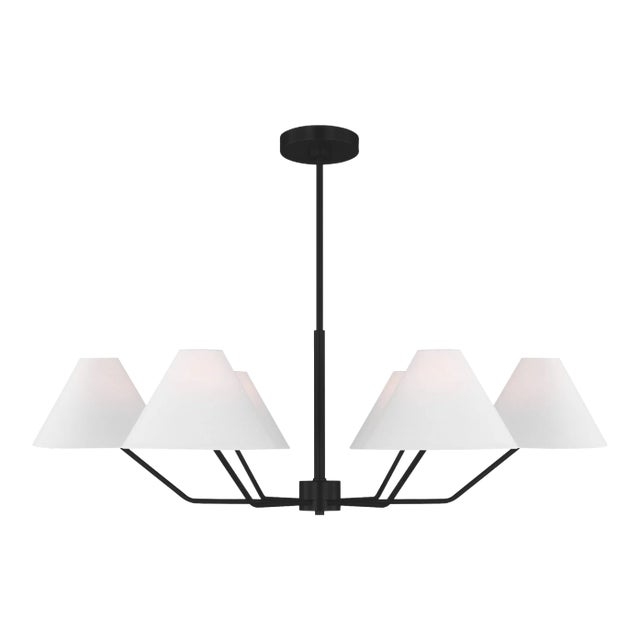 Visual Comfort Studio Burke 6-Light Large Chandelier in Midnight Black For Sale