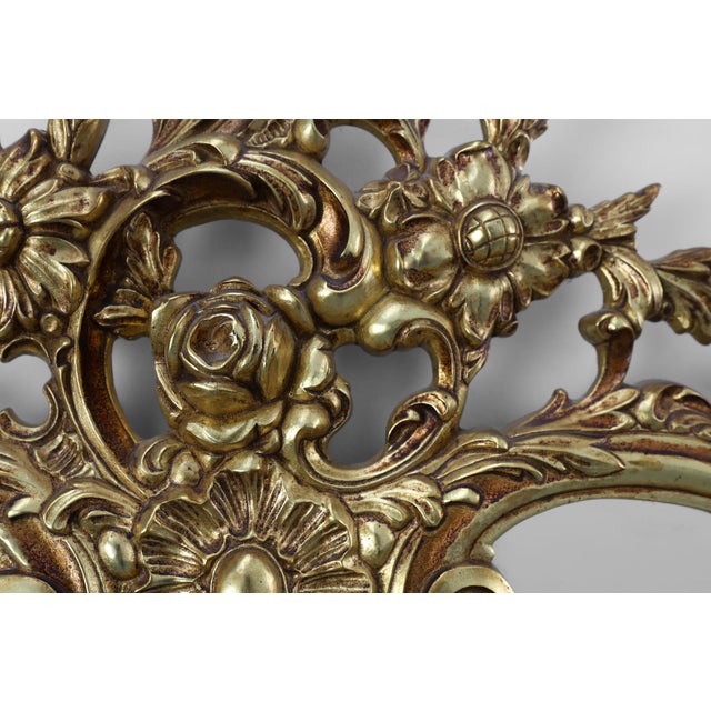 20th Century Louis XVI Ornate Metal Wall Mirror with Rococo Flourishes, France, 1950s For Sale - Image 9 of 11