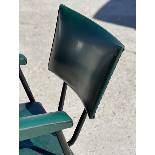 Green Leatherette Armchair attributed to Colette Gueden, 1950s For Sale - Image 4 of 6