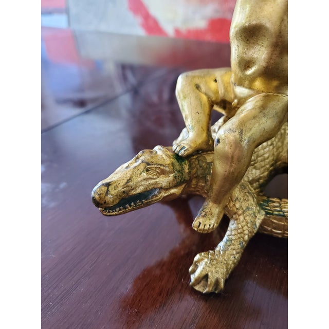 Antique French Bronze Cupid Cherub Putti Candle Holder For Sale In Boston - Image 6 of 7