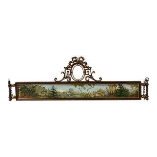 French Decorative Wrought Iron Hanging Sign With a Modern Painting, 19th Century For Sale