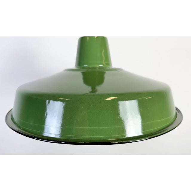 Industrial Green Enamel Factory Pendant Lamp, 1960s For Sale - Image 4 of 17