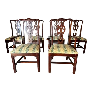 Late 20th Century Knob Creek Ethan Allen Set of 6 Chippendale Style Mahogany Dining Chairs