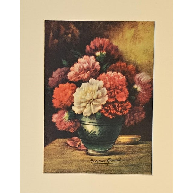 French 1928 Pair French Botanical Floral Botanicals, Matted For Sale - Image 3 of 5