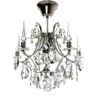 Classic Nickle Plated Low Ceiling Crystal Chandelier For Sale