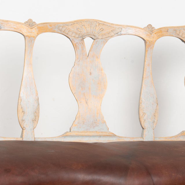 Early 19th Century Swedish Rococo Painted Pine Bench Settee For Sale - Image 4 of 10