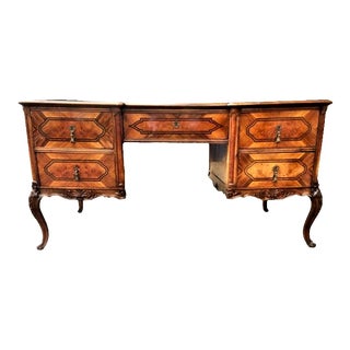Late 19th Century Antique French Louis XV Burled Maple and Walnut Partner Desk For Sale