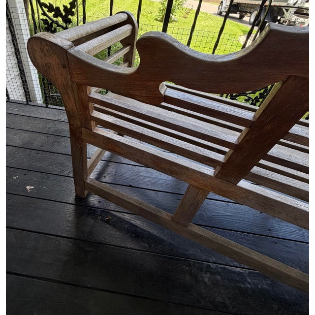 Vintage Distressed Coventry Teak Garden Bench For Sale - Image 9 of 11