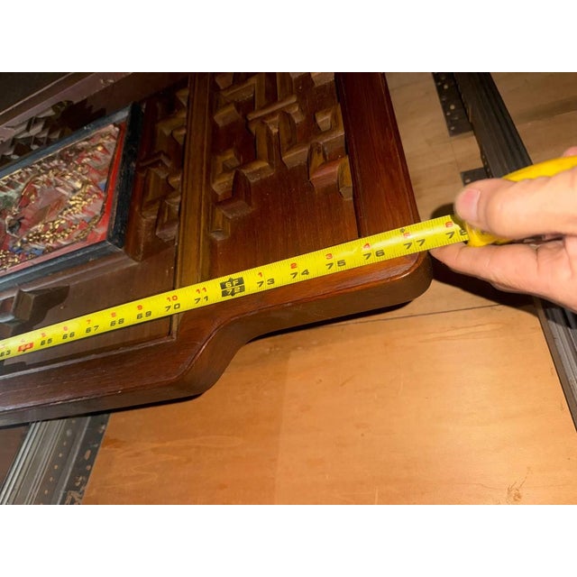 Vintage Chinoiserie Style Solid Wood Frame King Headboard For Sale - Image 10 of 13