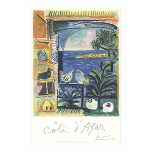 1962 Pablo Picasso 'Cote D'Azur' Cubism Blue,Orange,Yellow,Green France Lithograph