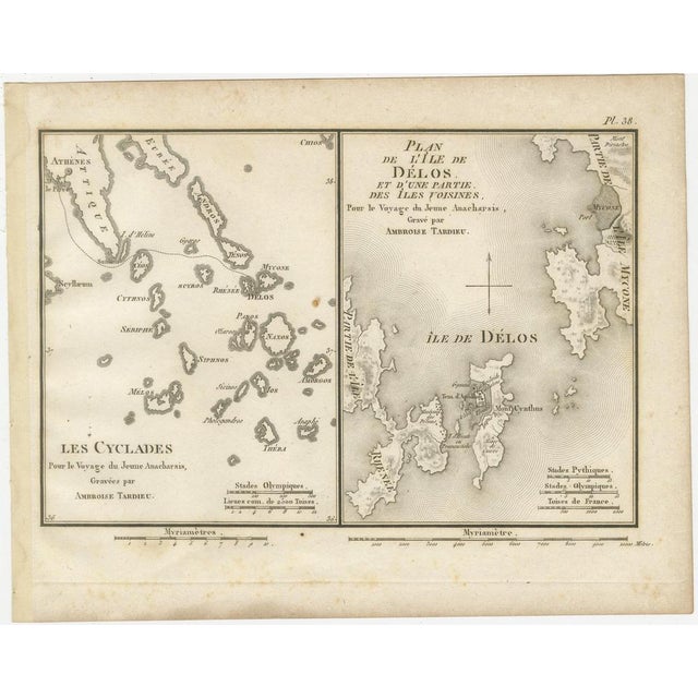 Antique Maps of the Cyclades and Delos from Ambroise Tardieu, 1825 For Sale - Image 3 of 9
