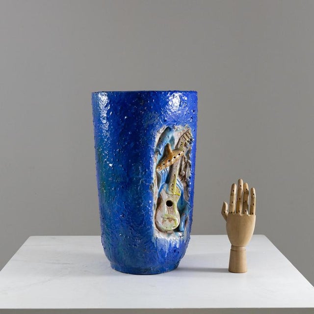 Blue Vase from A. Galati, 1980s For Sale - Image 3 of 10