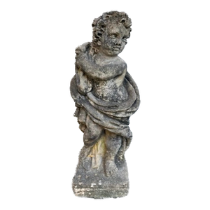 Antique Concrete Cherub Garden Sculpture