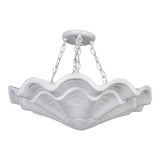 Image of Circular Undulating Ribbed Plaster Shell Pendant 22" For Sale