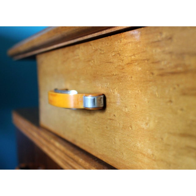Veneer Rosewood and Maple Vanity with Bakelite Handles For Sale - Image 3 of 8