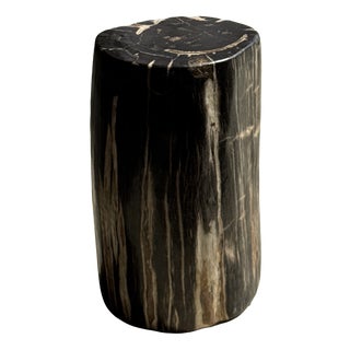 Side Table in Black Petrified Wood with White Sides and Beige Striations, 1980s For Sale