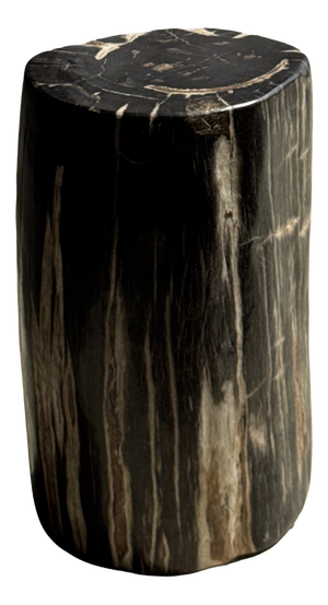 Side Table in Black Petrified Wood with White Sides and Beige Striations, 1980s