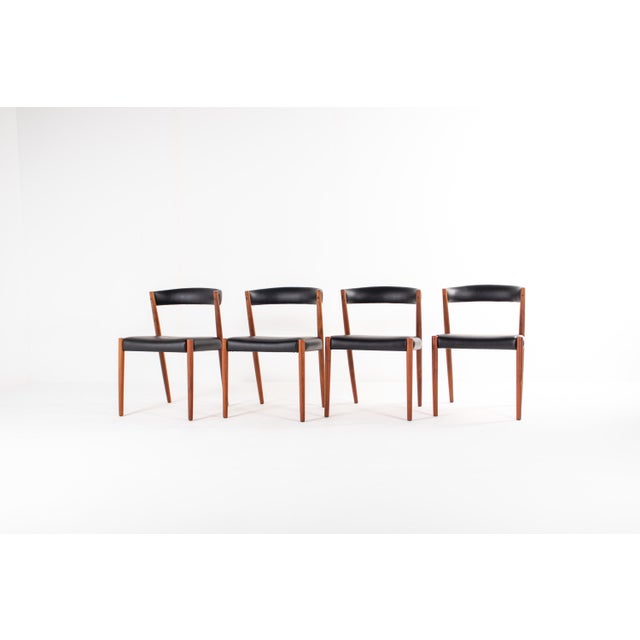 Danish Teak Dining Chairs in Black Skai, 1960s, Set of 4 For Sale - Image 11 of 11