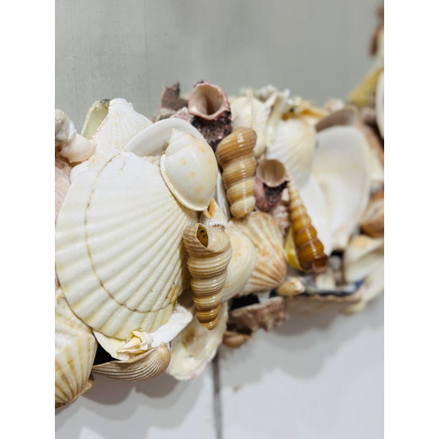 Boho Chic Antique Seashell Wall Mirror For Sale - Image 3 of 10
