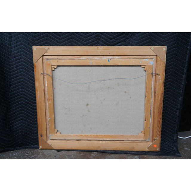 20th Century Impressionist Oil on Canvas Dockside Seascape Painting Framed 40" For Sale - Image 11 of 11