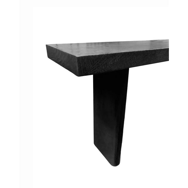 Solid Mango Wood Console Table Burnt Finish Modern Organic For Sale - Image 4 of 4