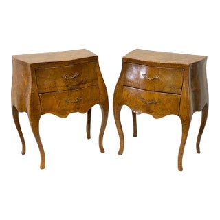 Italian 18th Century Style Walnut Bedside Chests Night Stand Tables - a Pair For Sale