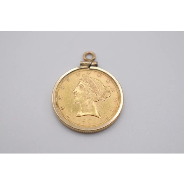 Gold 18k Gold 1901 Liberty Five Dollar Coin Pendant For Sale - Image 8 of 9