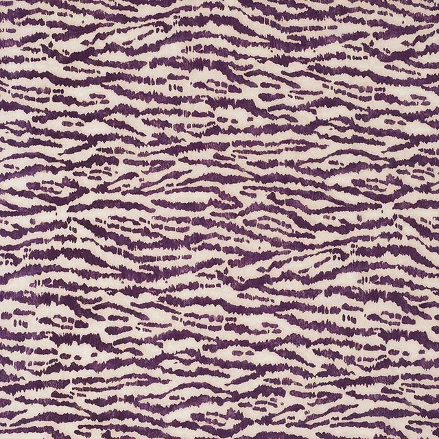 Sample - Schumacher Animaux Fabric in Eggplant For Sale