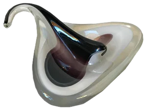 Modernist Manta Ray Glass Bowl by Paul Kedelv for Flygfors, 1955