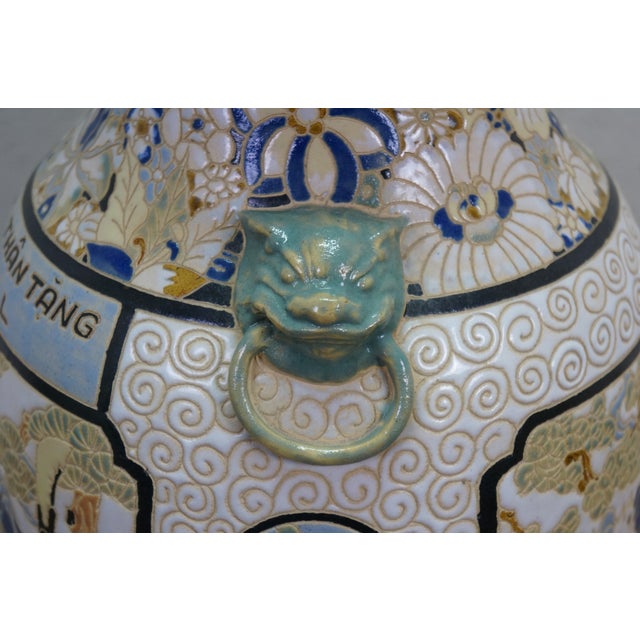 Ceramic Vietnam War 52nd Engineer Battalion Satsuma Style Mantel Vase Trophy Urn 19" For Sale - Image 7 of 14